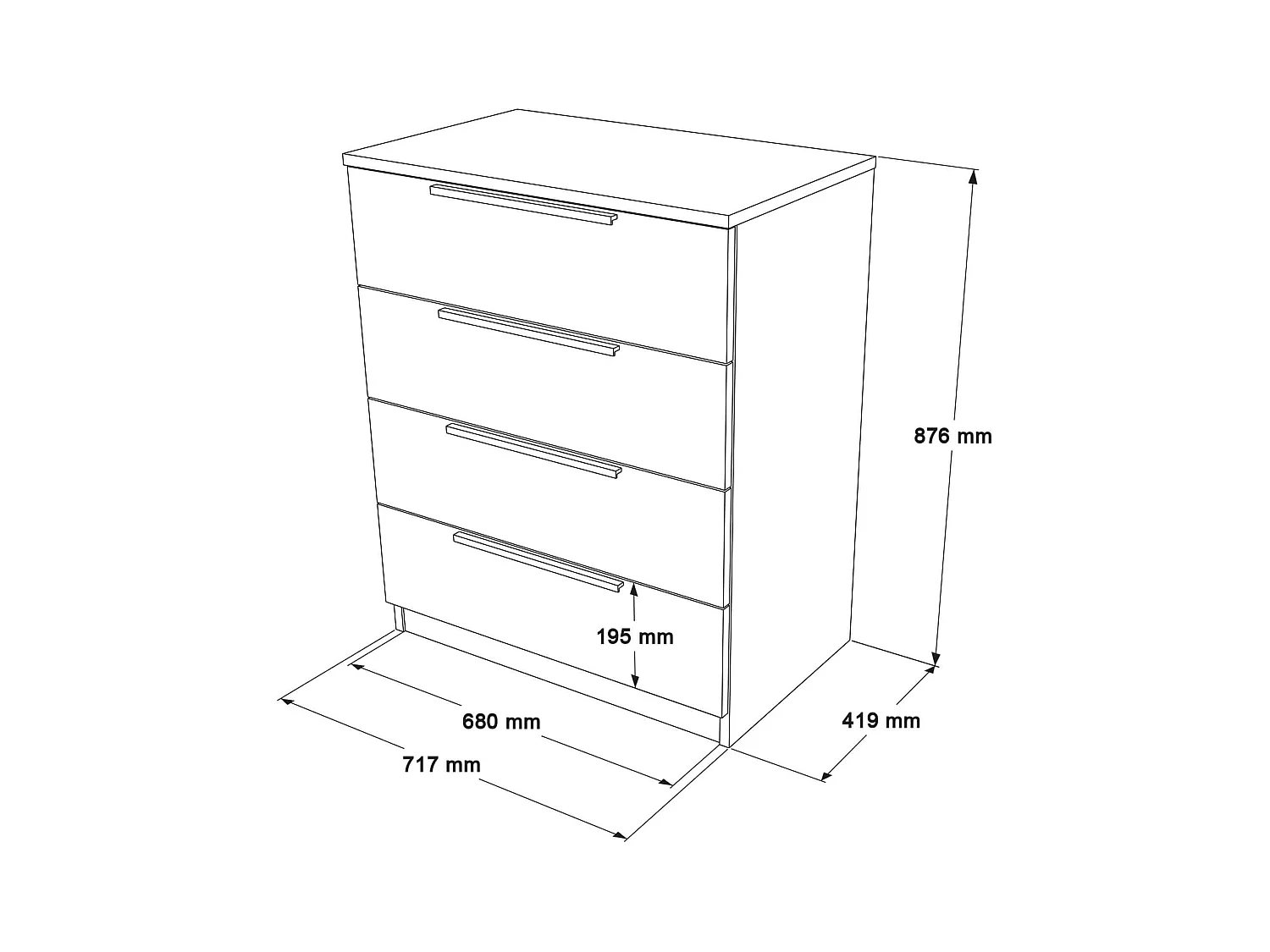 Commode 4 tiroirs Rebecca Mobili Aoki 87,5x72x42 Panneau de particules Fer Marron Gris Foncé Moderne