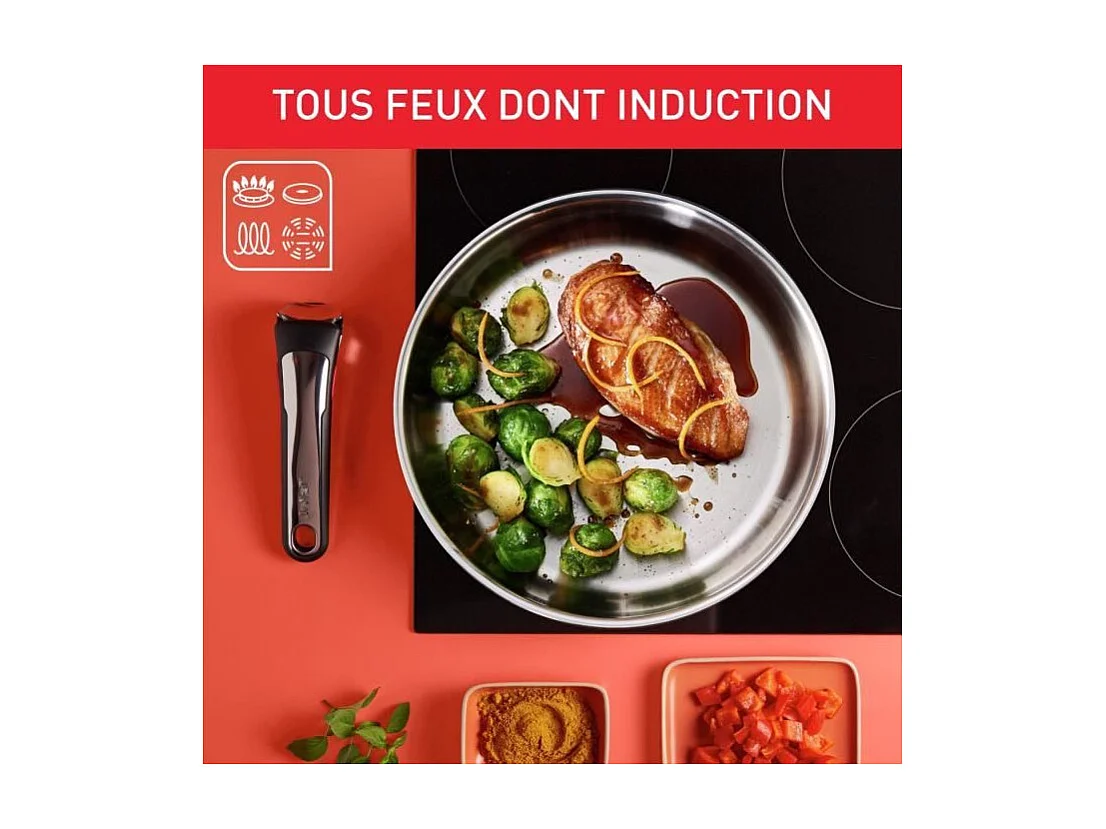 TEFAL INGENIO Preference Casserole 20 cm, Induction, Inox, Empilable, Compatible lave-vaisselle L8983004