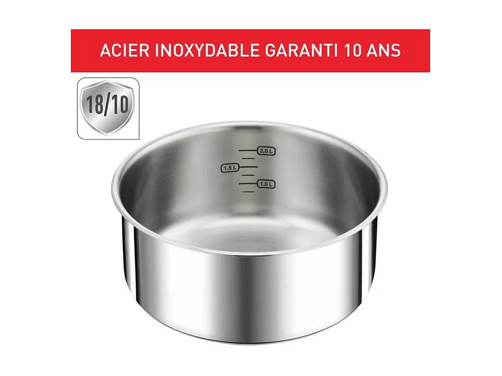 TEFAL INGENIO Preference Casserole 20 cm, Induction, Inox, Empilable, Compatible lave-vaisselle L8983004