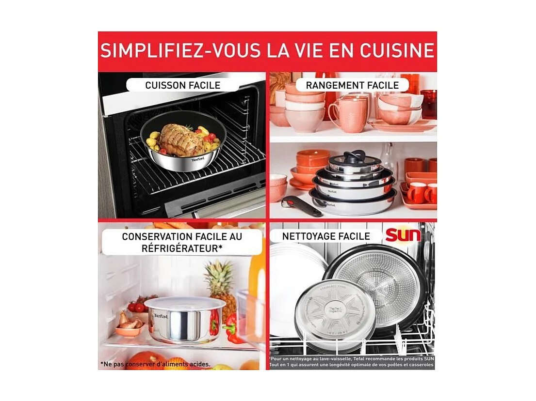 TEFAL INGENIO Preference Casserole 20 cm, Induction, Inox, Empilable, Compatible lave-vaisselle L8983004