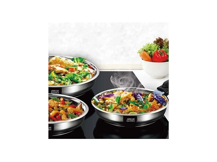 Batterie de cuisine induction - ARTHUR MARTIN - AM0566 - 18 pieces - Poignée amovible - Tous feux dont induction - Acier inoxyd