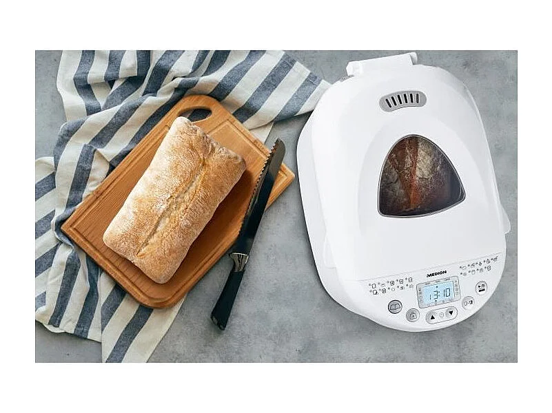 Machine a Pain - MEDION - 50073723 - 550 W - 19 programmes - Hublot - Blanc