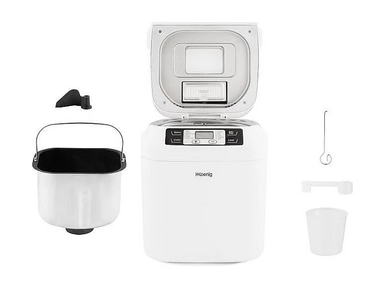 H.KoeNIG BAKE340 - Machine a pain avec graines - 12 programmes - 3 niveaux de cuisson - 550W - 2 tailles: 650 ou 800g - Ecran LC