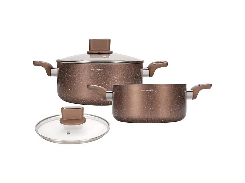 Set de marmites - ARTHUR MARTIN - AM9820 - 20-24 cm avec couvercle en verre - Aluminium - Tous feux dont induction
