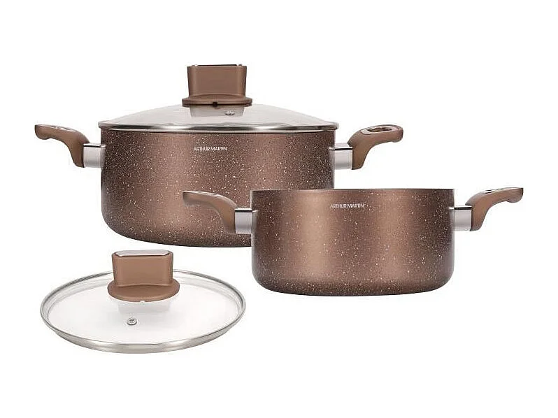 Set de marmites - ARTHUR MARTIN - AM9820 - 20-24 cm avec couvercle en verre - Aluminium - Tous feux dont induction