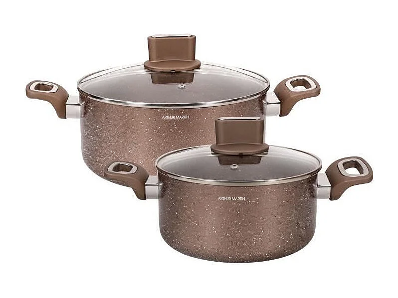 Set de marmites - ARTHUR MARTIN - AM9820 - 20-24 cm avec couvercle en verre - Aluminium - Tous feux dont induction