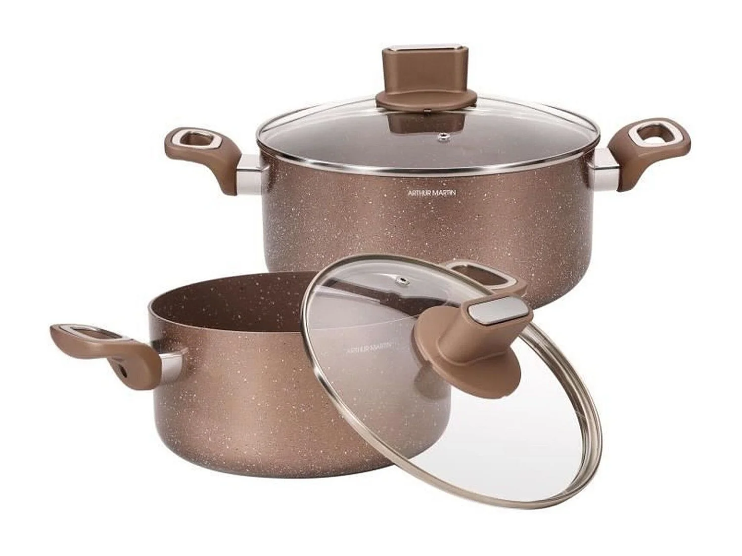Set de marmites - ARTHUR MARTIN - AM9820 - 20-24 cm avec couvercle en verre - Aluminium - Tous feux dont induction