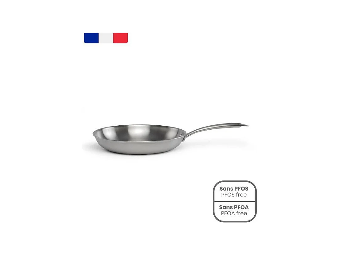 Brigade - Poele en acier inoxydable 20 cm - LIVOO - MEP157 - Acier inoxydable Triply - Tous feux dont induction - Made in France