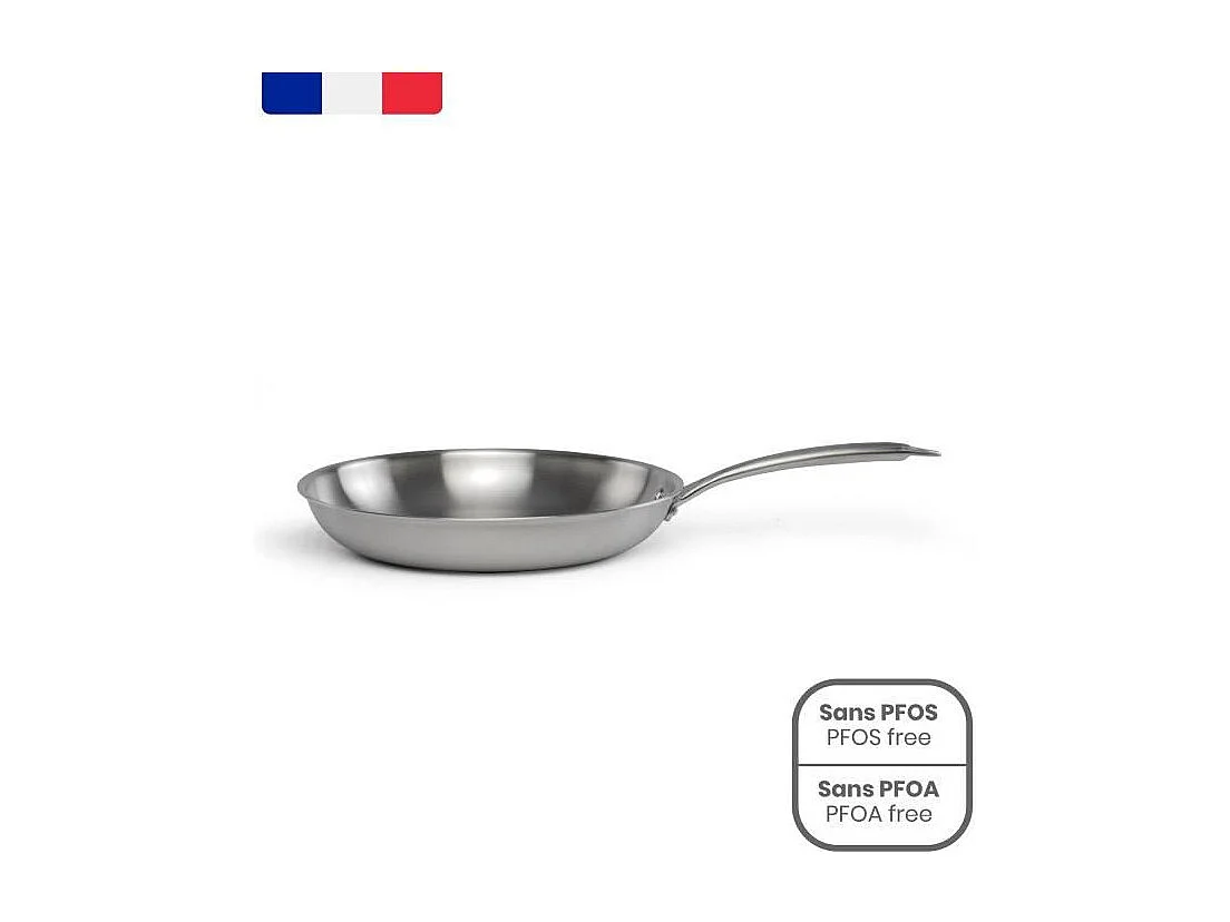 Brigade - Poele en acier inoxydable 20 cm - LIVOO - MEP157 - Acier inoxydable Triply - Tous feux dont induction - Made in France