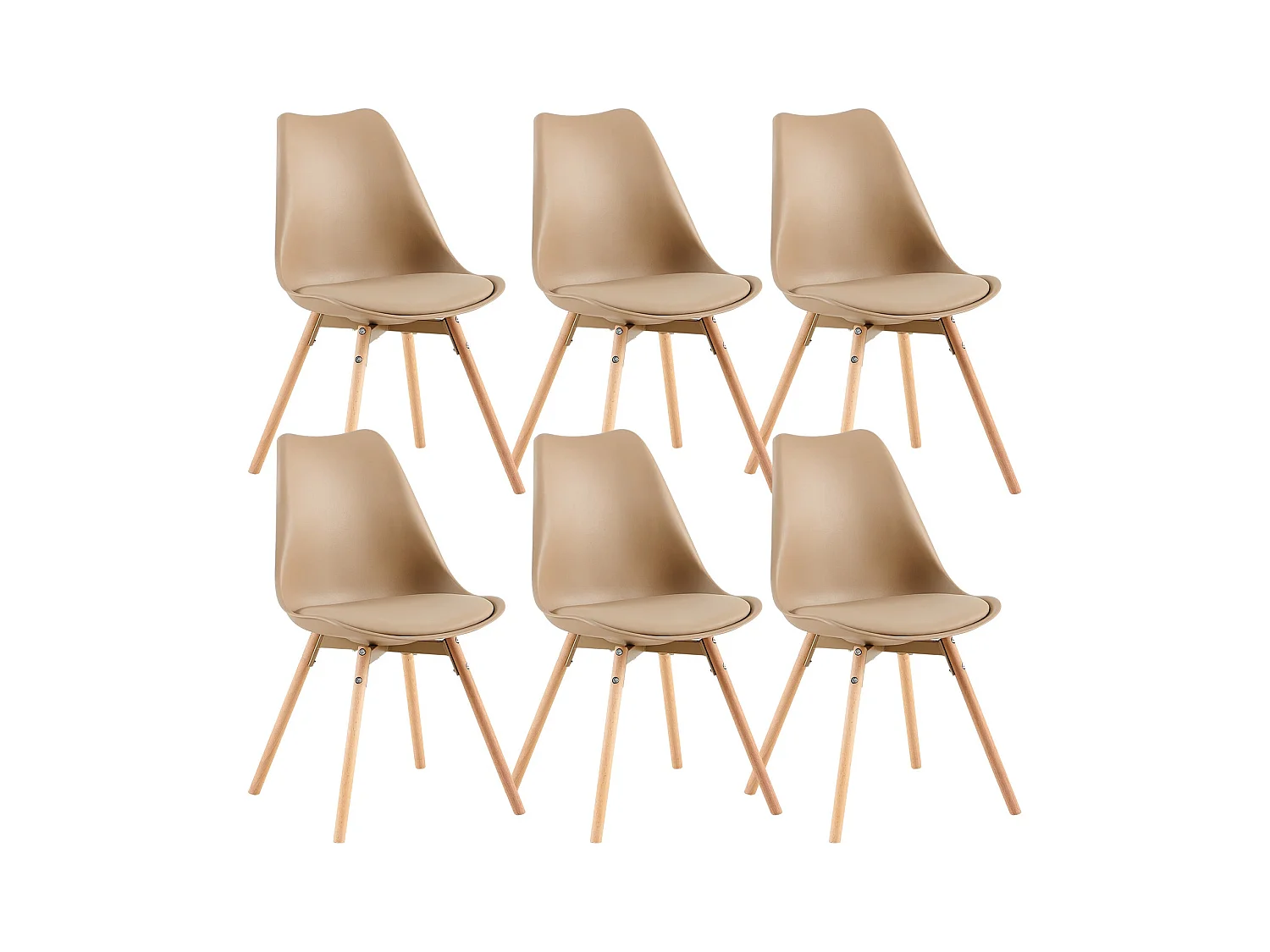Lot de 6 chaises de salle à manger rembourrées avec bois massif Assise Dossier pour salle à manger, salon, chambre à coucher, salle de conférence Kaki