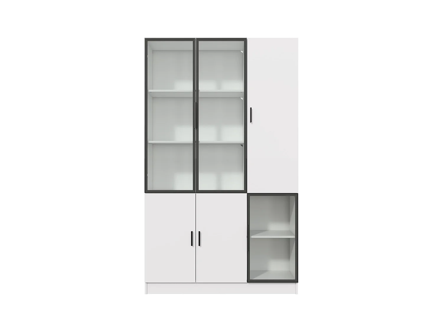 Vitrine 120x35x200 cm - portes vitrées - 6 portes - avec éclairage LED - panneaux de particules+verre trempé - blanc