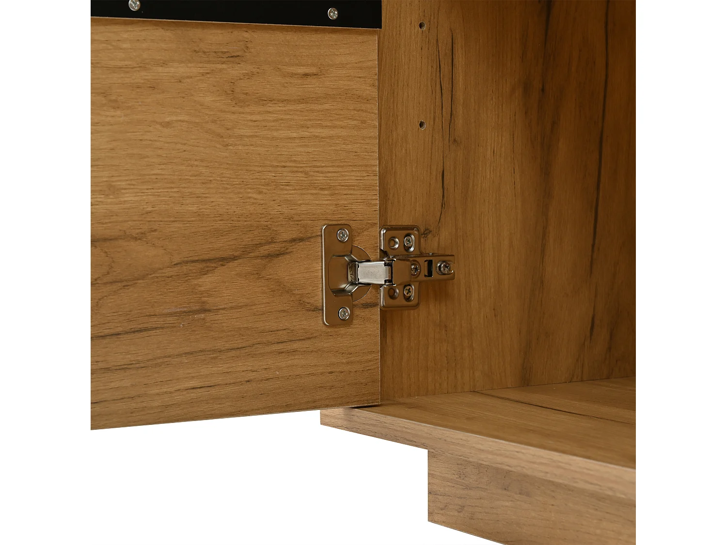 Buffet brillant 140x40x76cm - 3 portes - avec étagères réglables - panneaux de particules - naturel