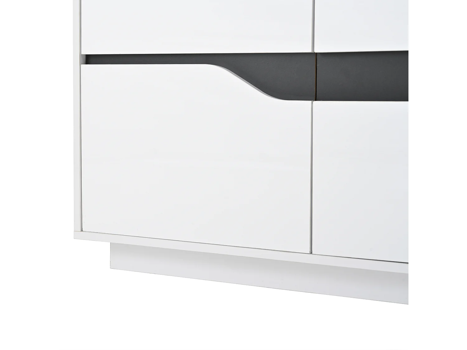 Buffet brillant 140x40x76cm - 3 portes - avec éclairage LED - avec étagères réglables - panneaux de particules - blanc