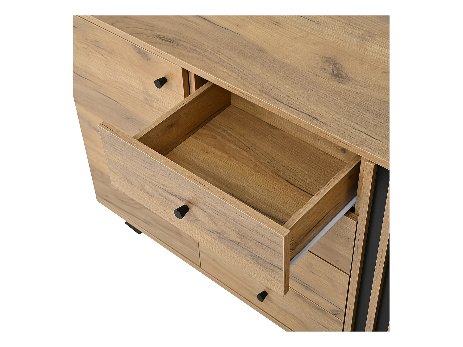 Bufet 120×38×75 cm - 4 szuflady i 2 drzwi - MDF - naturalny