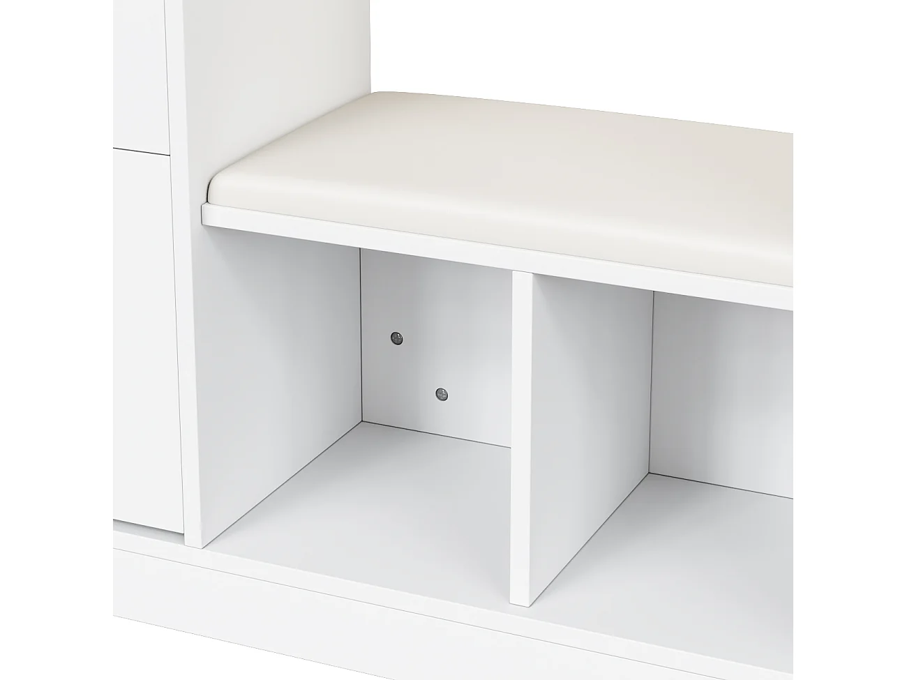 Ensemble vestiaire d'entrée 163×35×161 cm - avec tringle à vêtements et miroir - banc à chaussures et meuble à chaussures - avec LED - Blanc