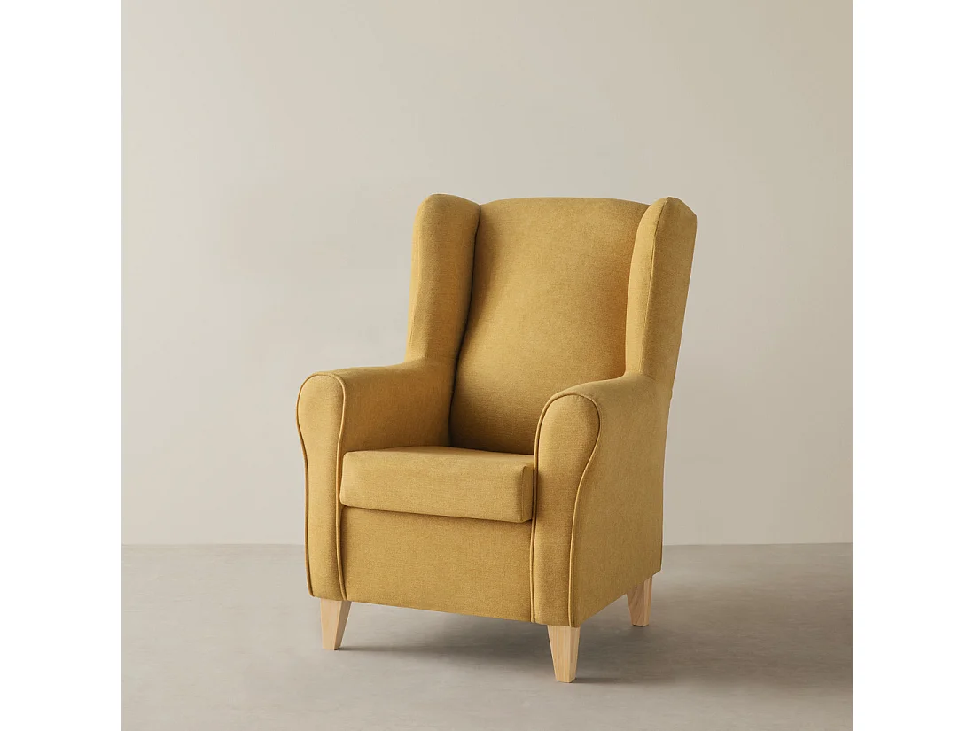 Fauteuil tapissé moutarde 102 cm x 78 cm-Dan
