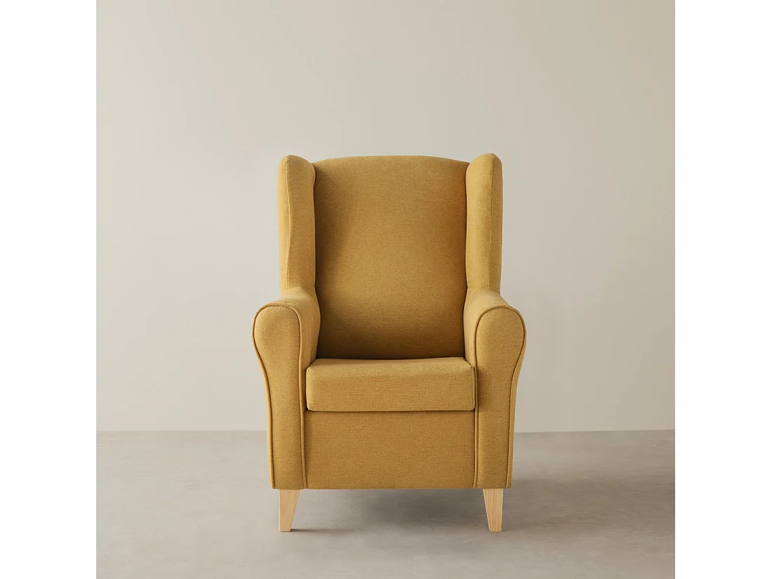 Fauteuil tapissé moutarde 102 cm x 78 cm-Dan