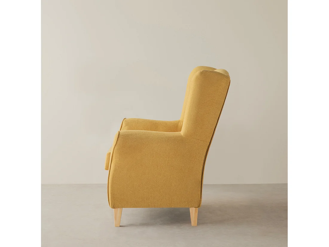 Fauteuil tapissé moutarde 102 cm x 78 cm-Dan