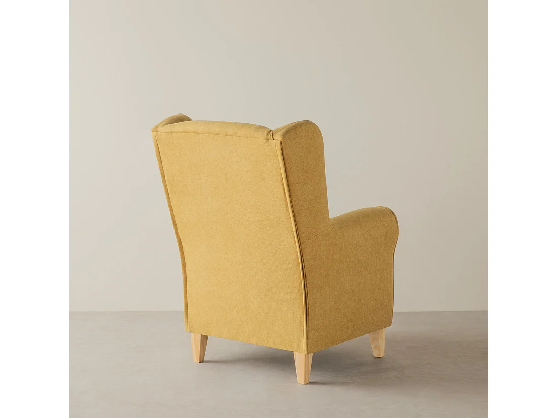 Fauteuil tapissé moutarde 102 cm x 78 cm-Dan