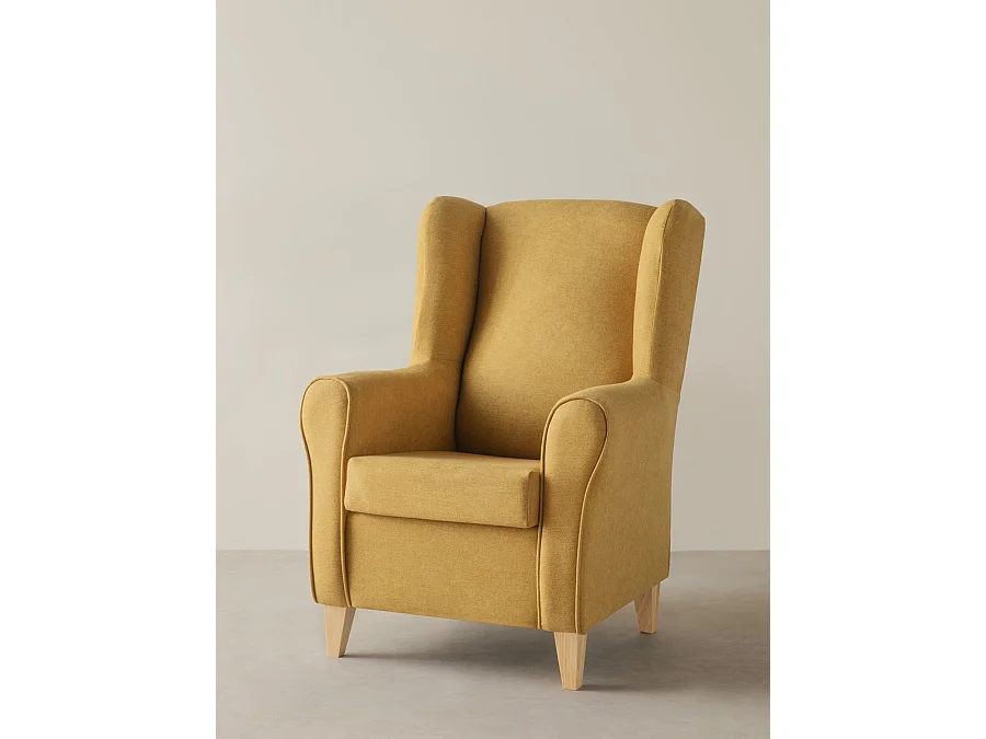 Fauteuil tapissé moutarde 102 cm x 78 cm-Dan