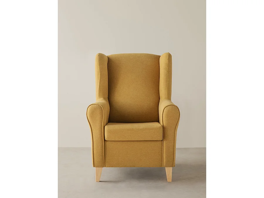Fauteuil tapissé moutarde 102 cm x 78 cm-Dan