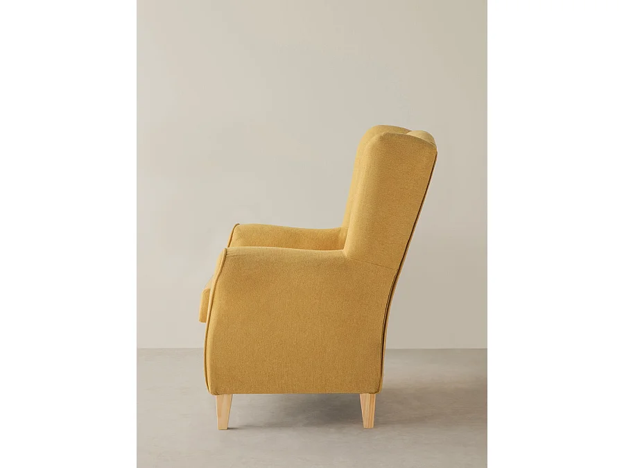 Fauteuil tapissé moutarde 102 cm x 78 cm-Dan