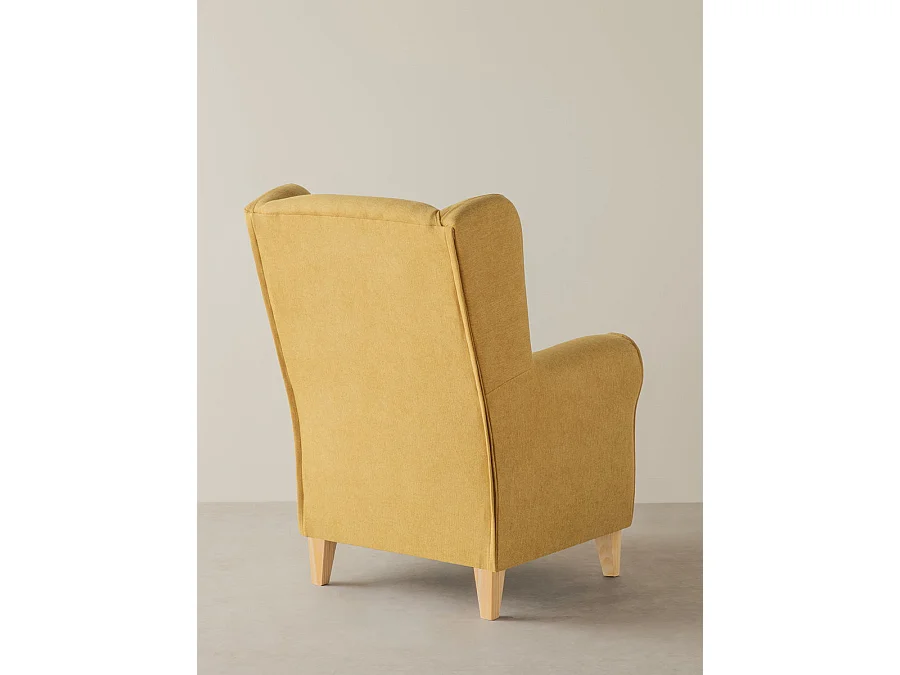 Fauteuil tapissé moutarde 102 cm x 78 cm-Dan