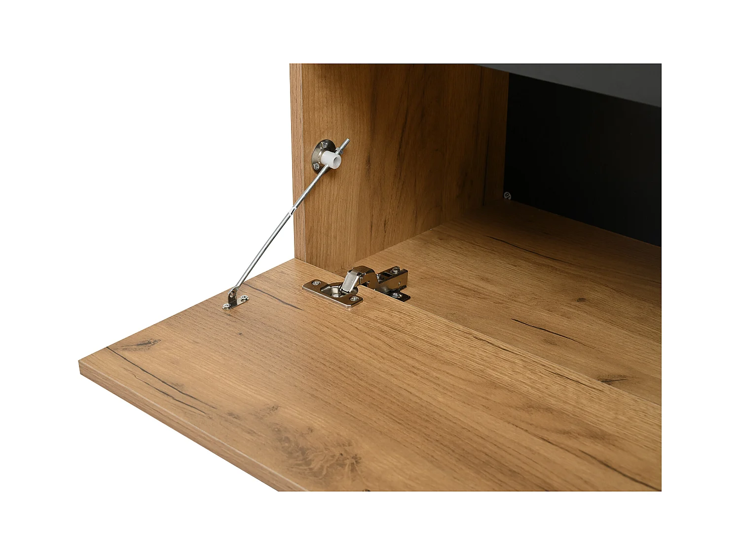 Ensemble meuble TV mural 3 pièces - Meuble TV + meuble mural + étagère - 2 portes - Panneaux de particules - Naturel + Noir