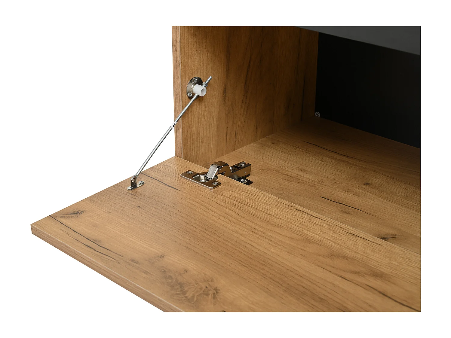 Set mobile TV a parete 3 elementi - Mobile TV + mobile a muro + ripiano - 2 ante - Pannelli di particelle - Naturale + Nero