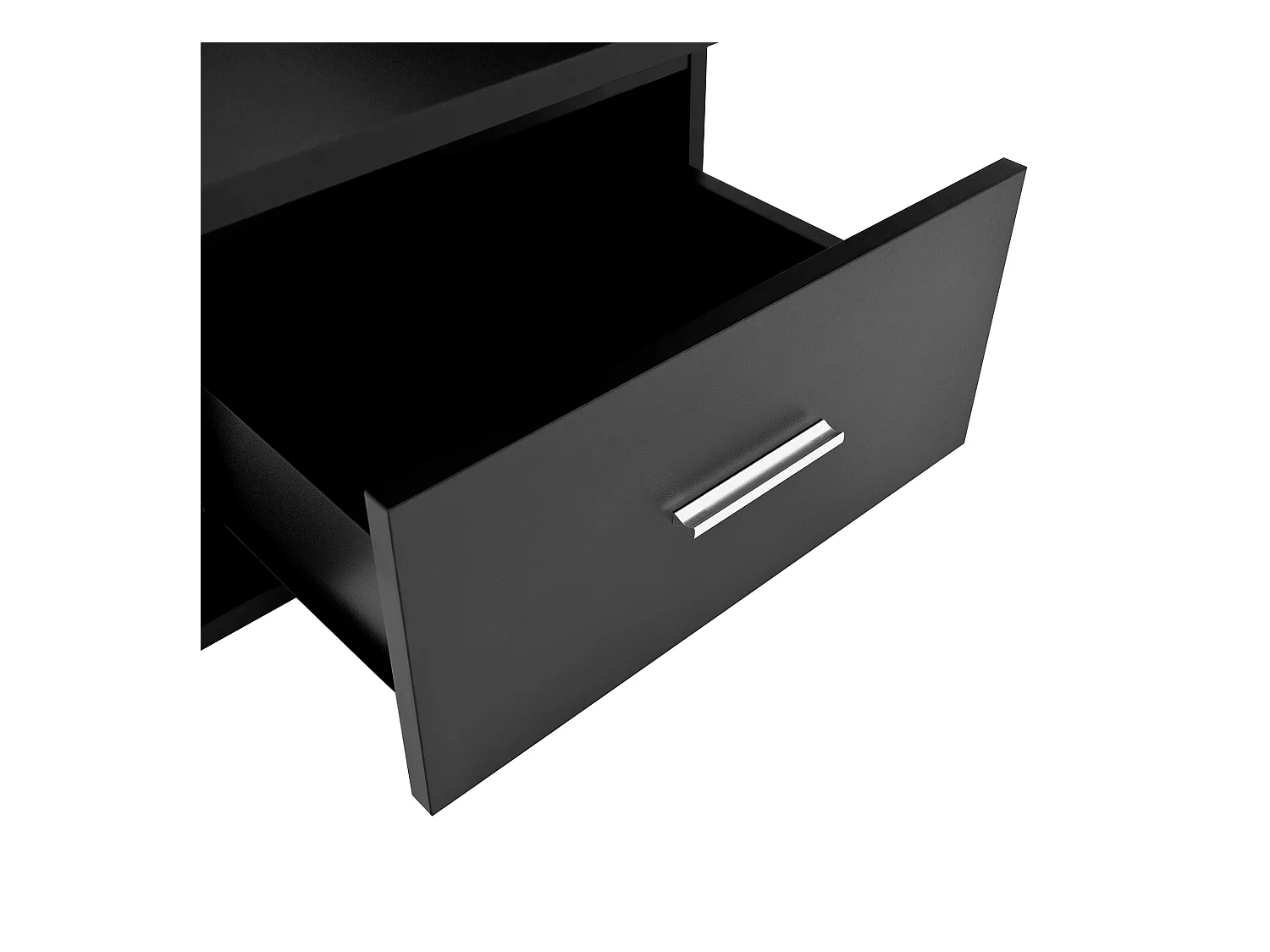 Table basse relevable 78x78x45.5cm - avec éclairage LED - 1 tiroir - étagères ouvertes - noir