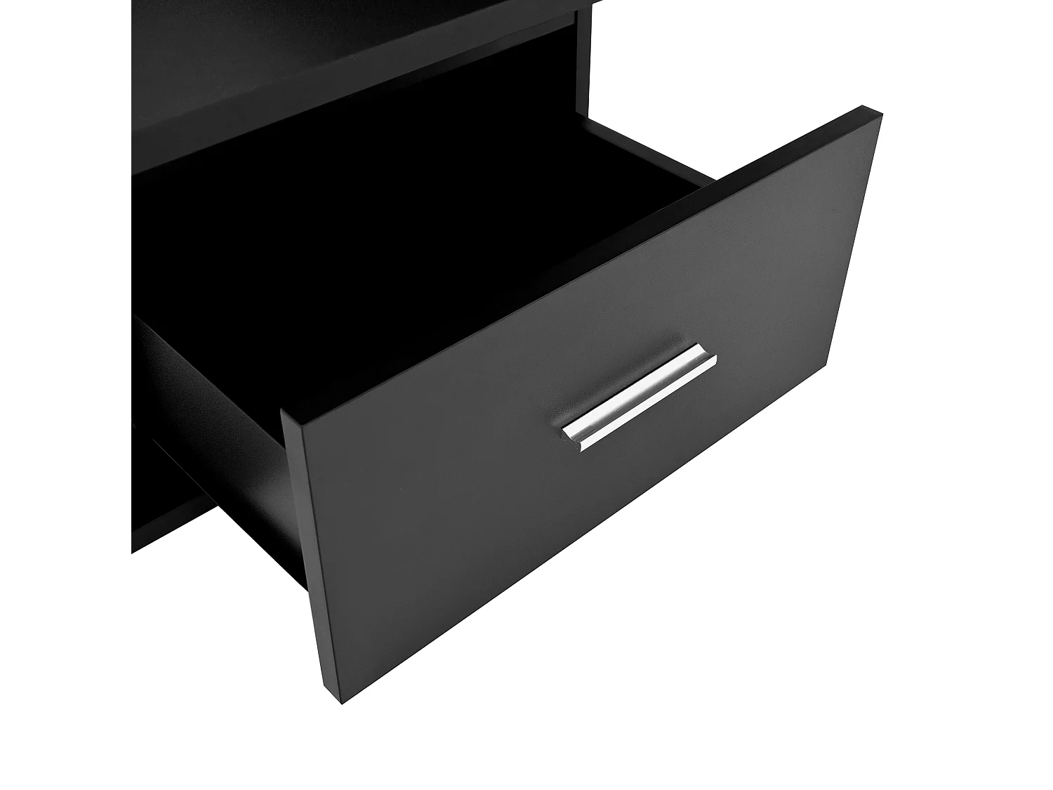 Table basse relevable 78x78x45.5cm - avec éclairage LED - 1 tiroir - étagères ouvertes - noir