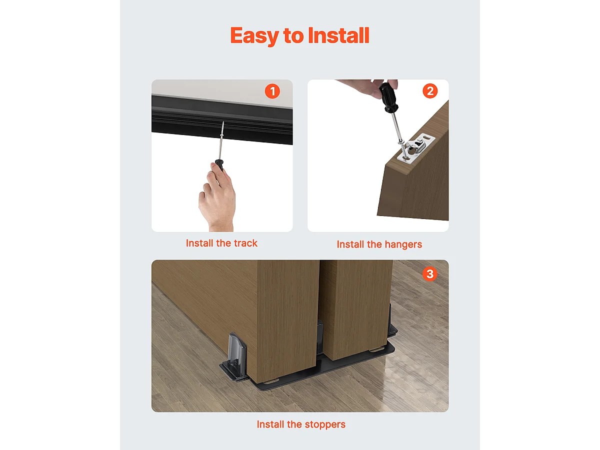 Kit de Quincaillerie pour Porte de Dérivation SucceBuy de 243.84cm pour Système à 2 Portes