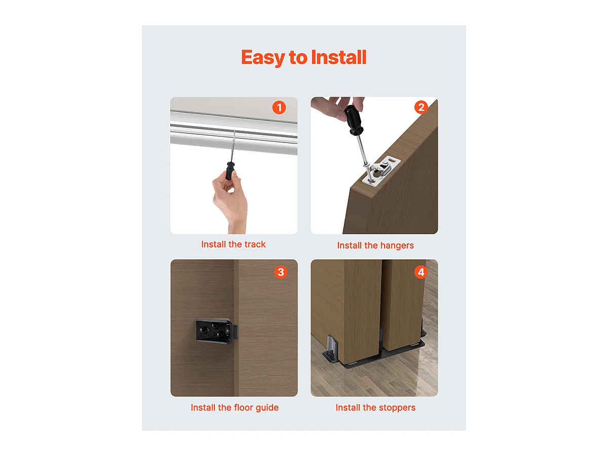 Kit de Quincaillerie pour Porte de Dérivation SucceBuy de 182.88cm pour Système à 2 Portes