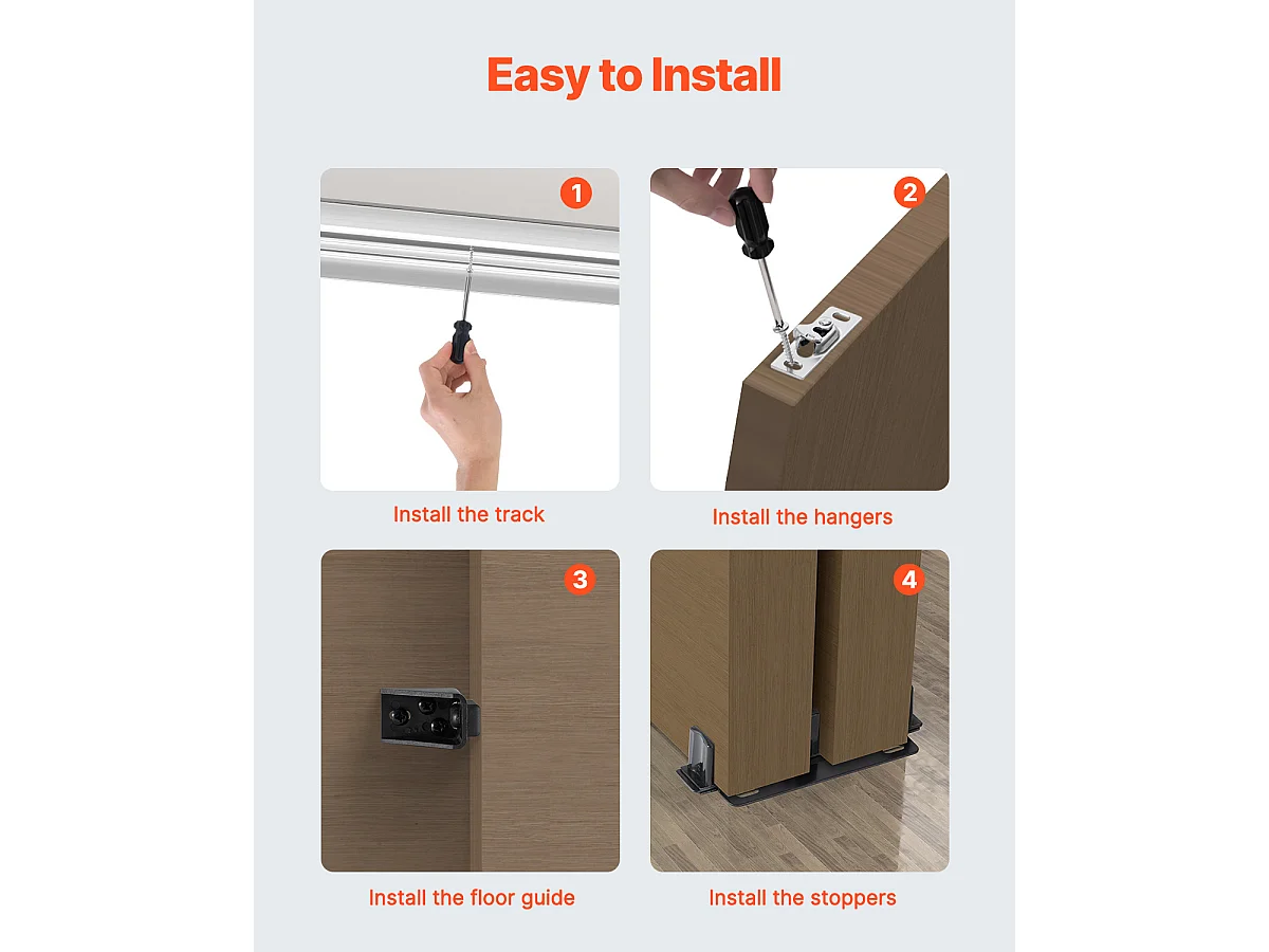 Kit de Quincaillerie pour Porte de Dérivation SucceBuy de 182.88cm pour Système à 2 Portes