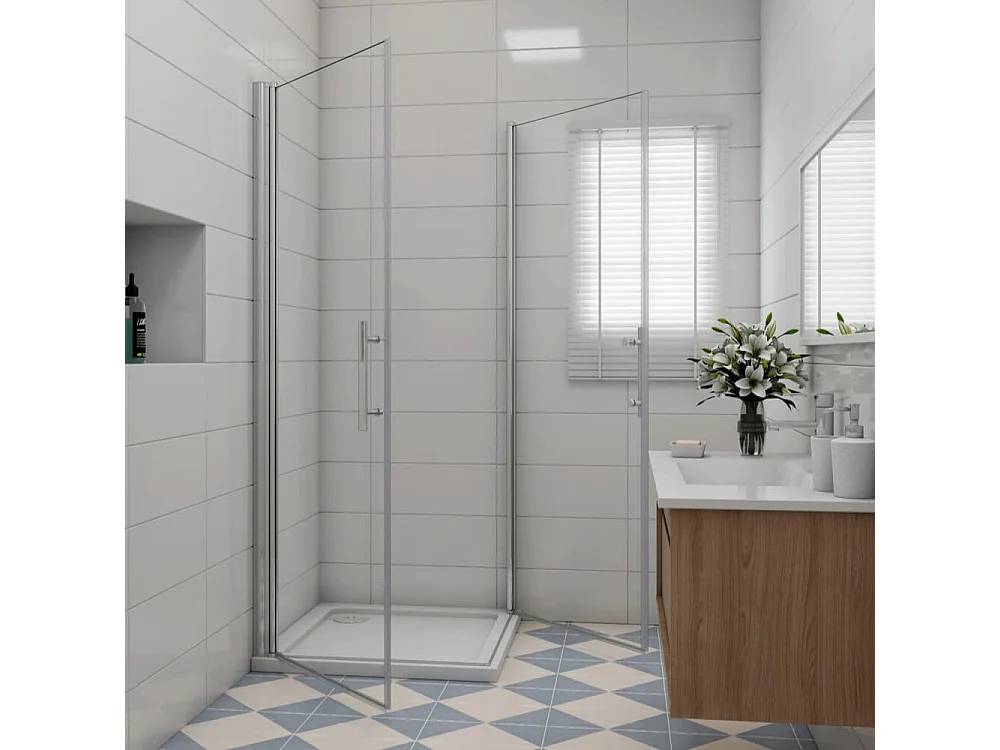 Duschkabinen 90x90x197cm Duschdrehtür 6mm Nano-Glas Schwingtür Duschtür  Duschabtrennung
