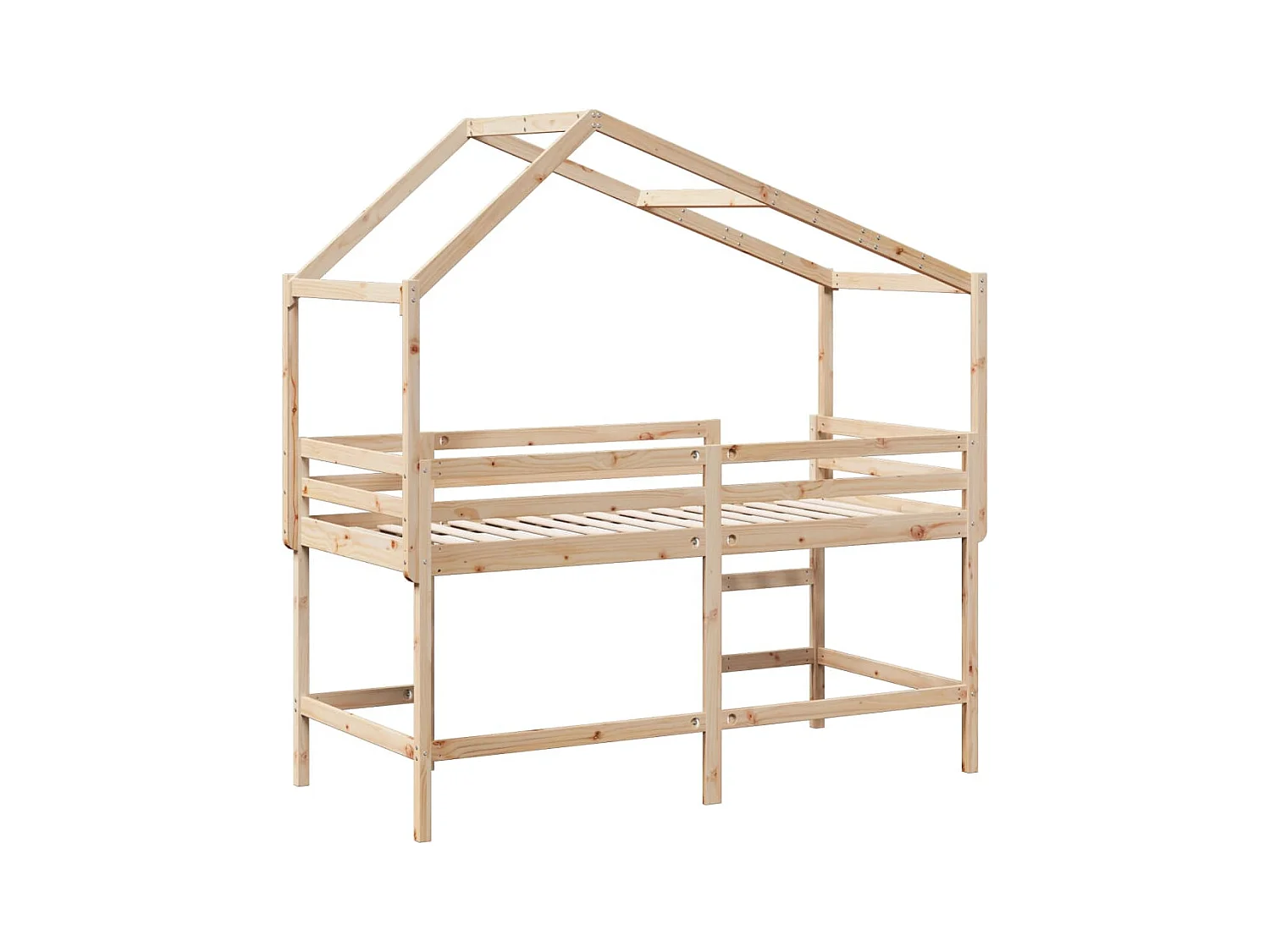Lit superposé avec échelle et toit sans matelas 90x190 cm