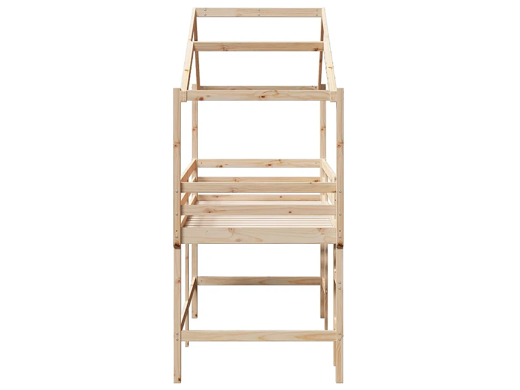 Halfhoogslaper met ladder en bedhuis grenenhout 90x190 cm