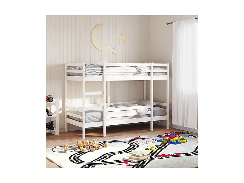 Lit superposé sans matelas blanc 80x200 cm bois de pin massif
