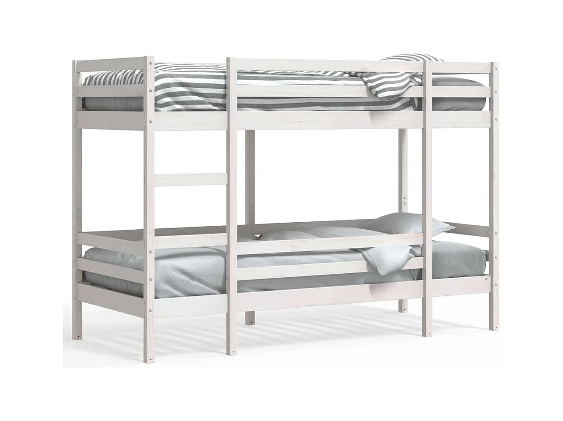 Lit superposé sans matelas blanc 80x200 cm bois de pin massif