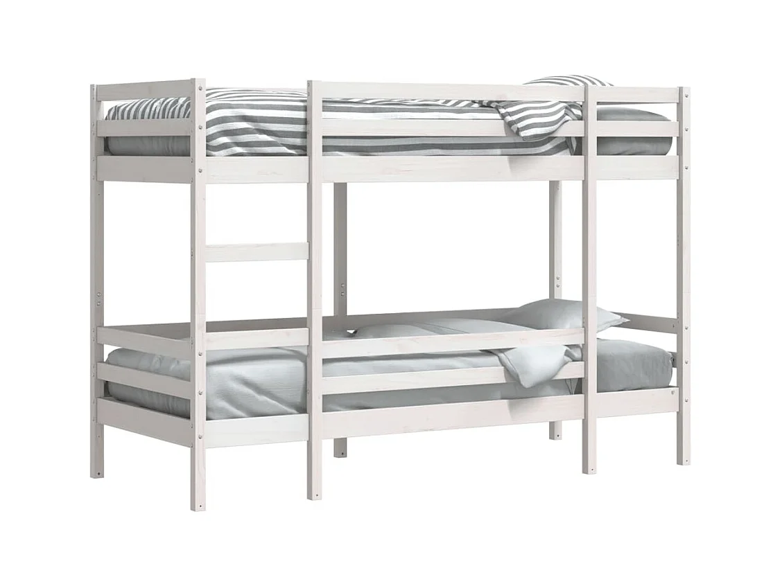 Lit superposé sans matelas blanc 80x200 cm bois de pin massif