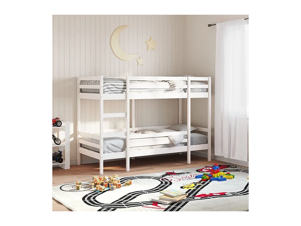 Lit superposé sans matelas blanc 80x200 cm bois de pin massif