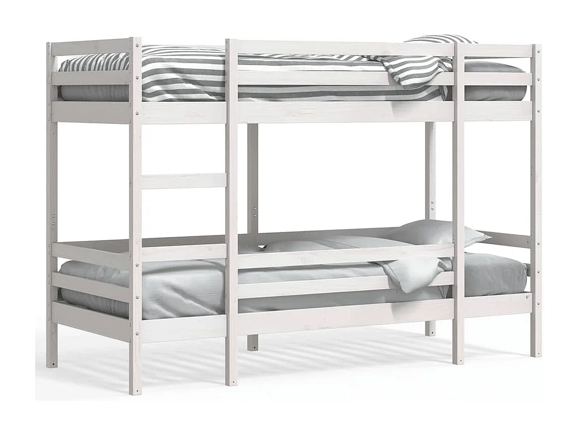 Lit superposé sans matelas blanc 80x200 cm bois de pin massif