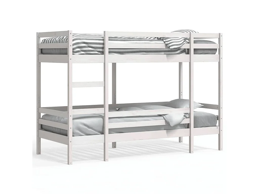 Lit superposé sans matelas blanc 80x200 cm bois de pin massif