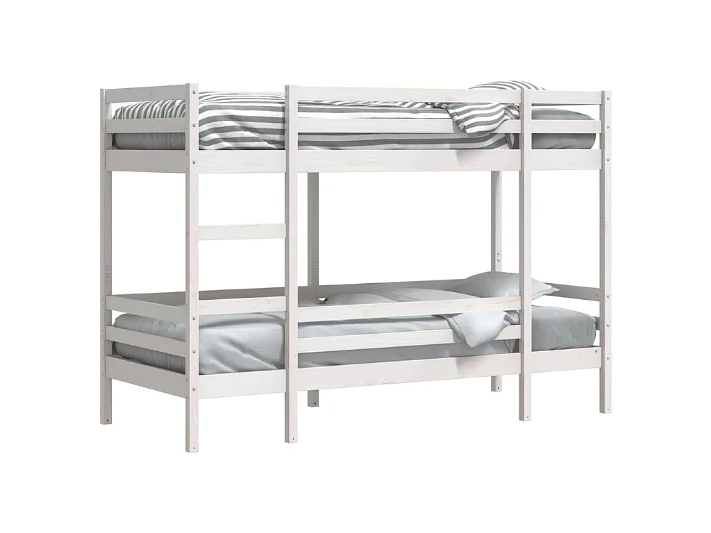 Lit superposé sans matelas blanc 80x200 cm bois de pin massif