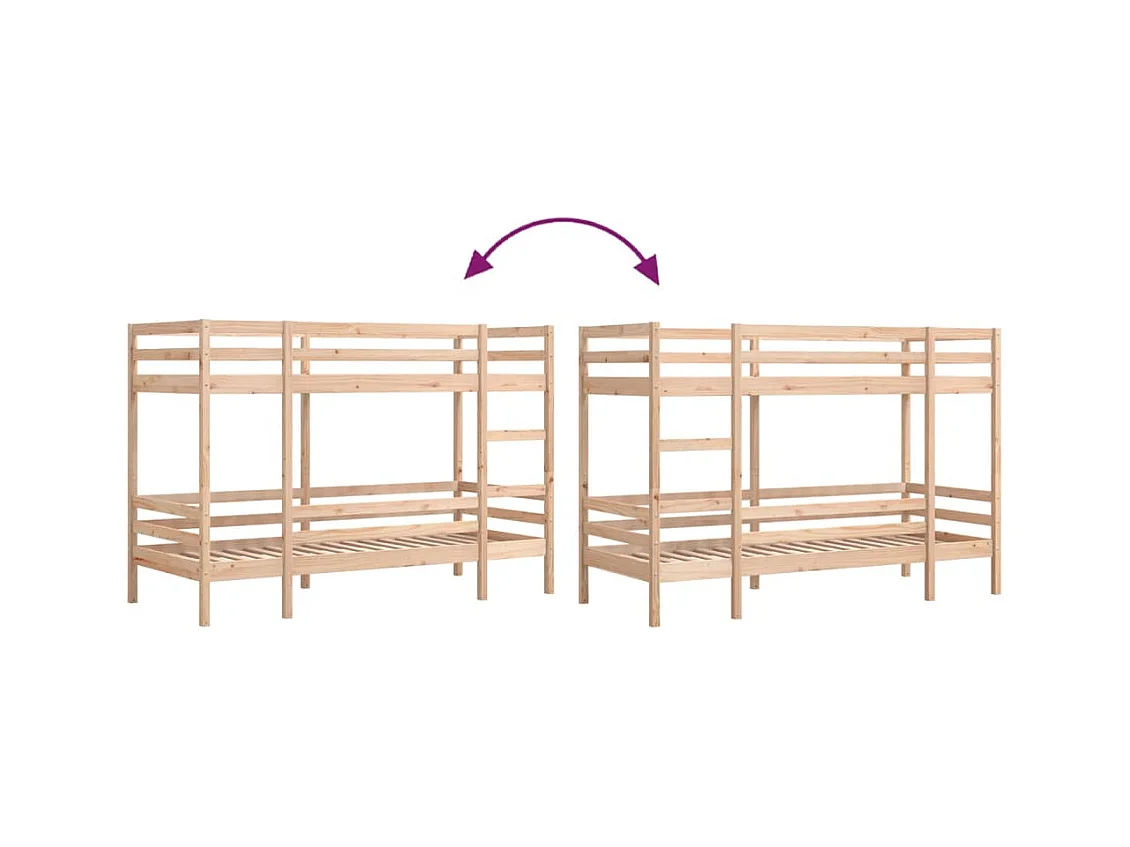 Lit superposé sans matelas 90x190 cm bois de pin massif