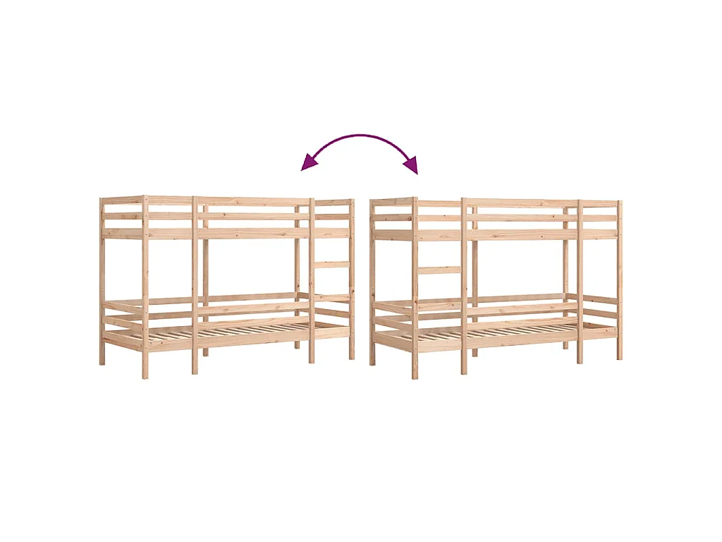 Lit superposé sans matelas 90x190 cm bois de pin massif