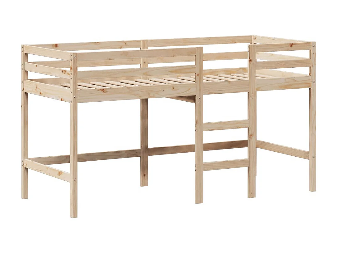 Cama alta c/ escada e telhado 80x200 cm pinho maciço