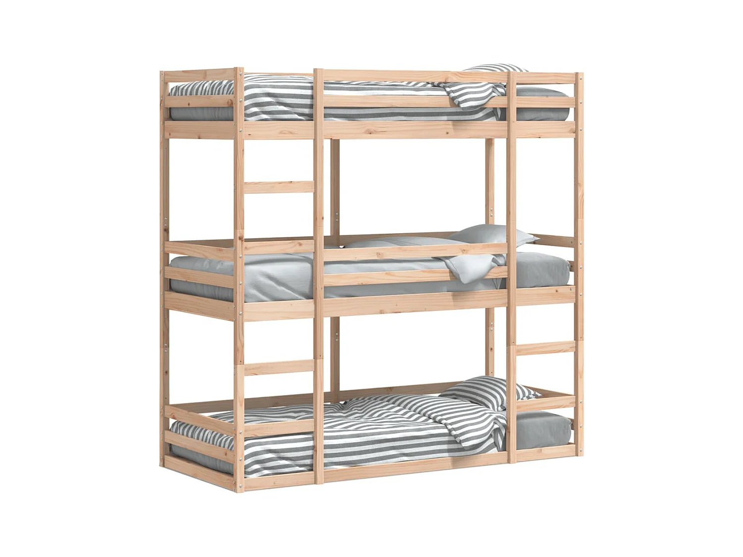 Lit superposé triple sans matelas 90x200 cm bois de pin massif