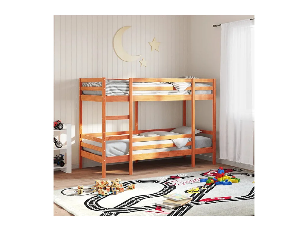 Lit superposé sans matelas cire marron 90x190 cm pin massif