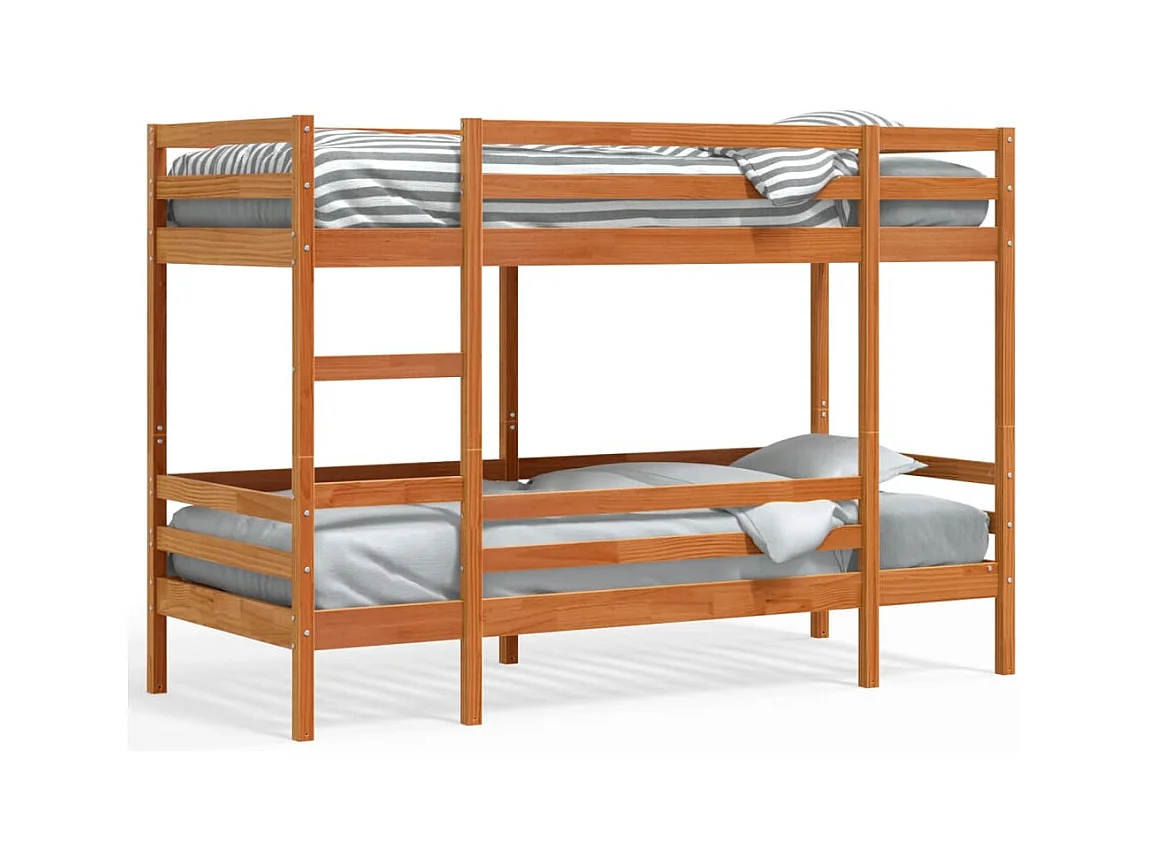 Lit superposé sans matelas cire marron 90x190 cm pin massif